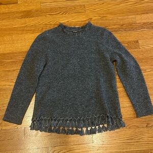 J . McLaughlin silver shimmer sweater - Size - M - fringe / tassels at bottom
